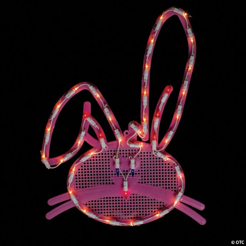 Northlight 17" Lighted Pink Bunny Head Easter Window Silhouette Decoration