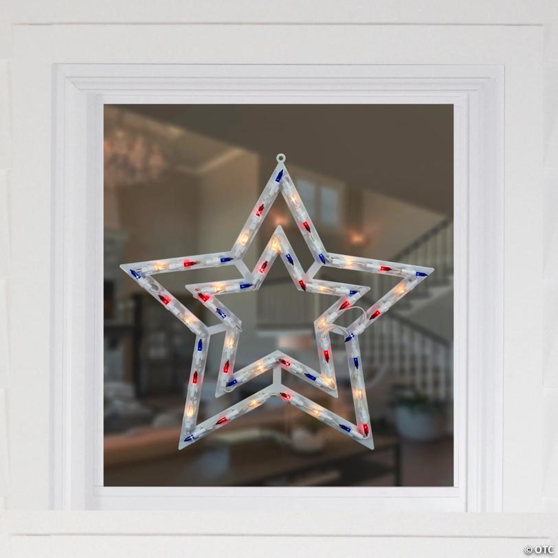 Northlight 17" Lighted Red  White and Blue Patriotic Star Window Silhouette Decoration