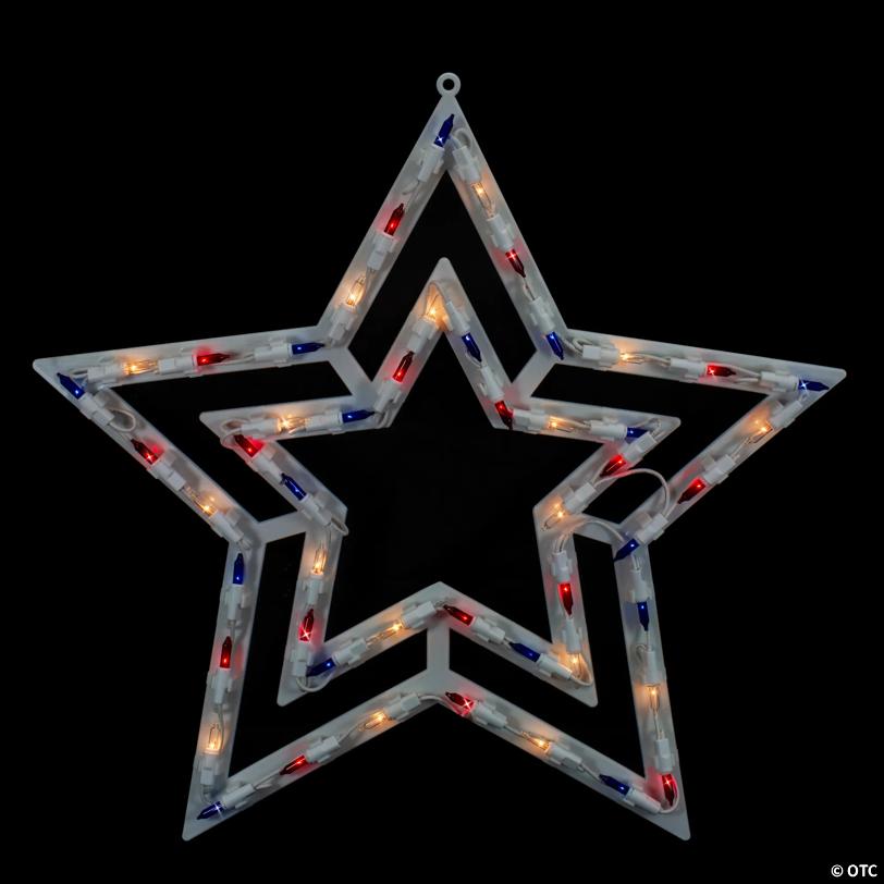 Northlight 17" Lighted Red  White and Blue Patriotic Star Window Silhouette Decoration