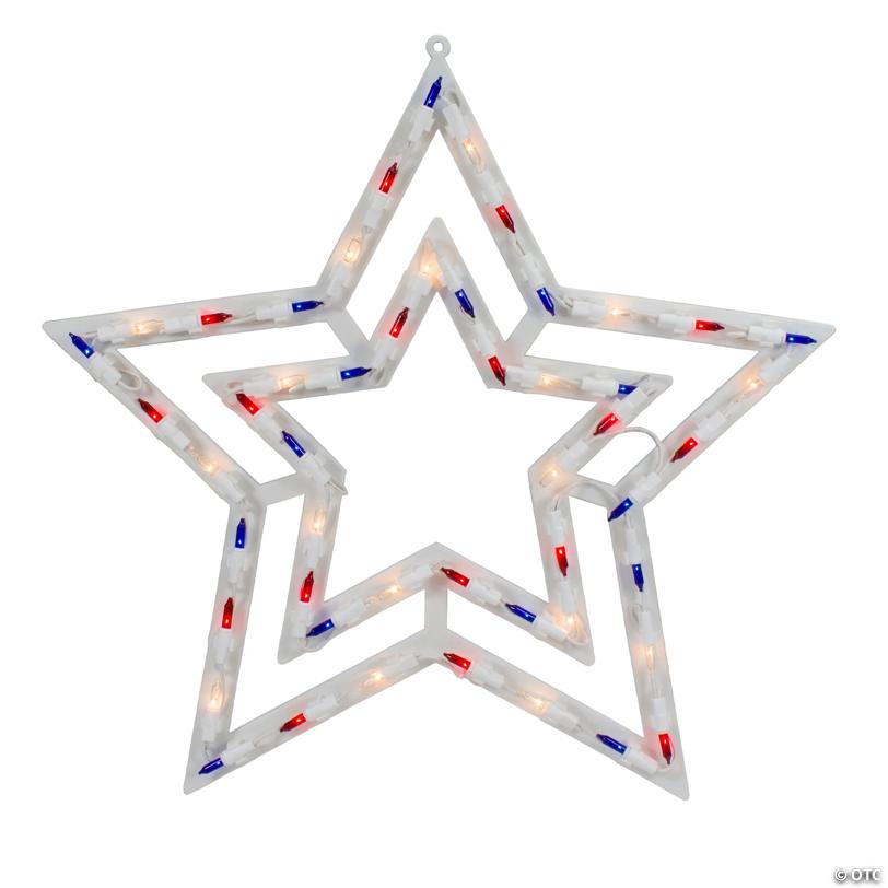 Northlight 17" Lighted Red  White and Blue Patriotic Star Window Silhouette Decoration