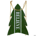 Northlight 18.25" Green Wooden "BELIEVE" Christmas Snow Sled Decoration