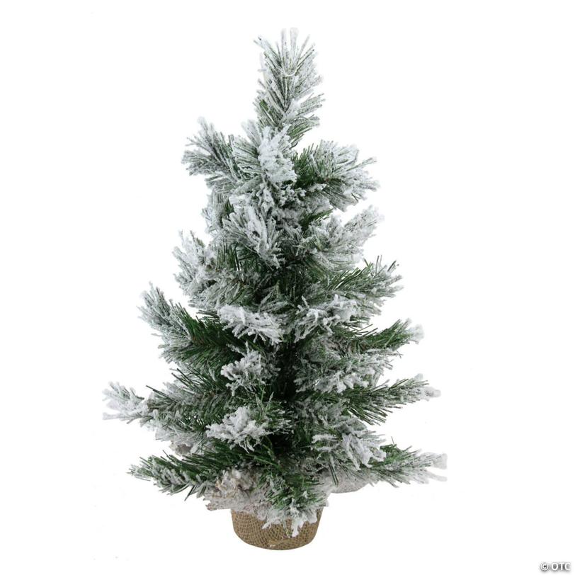 Northlight 18" Flocked Pine Medium Artificial Christmas Tree in Burlap Base - Unlit