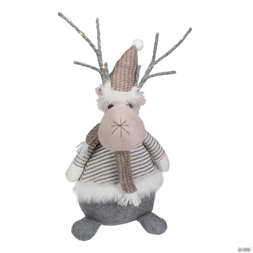 Northlight 18" LED Pre-Lit Brown and Gray Knit Reindeer Christmas Figure