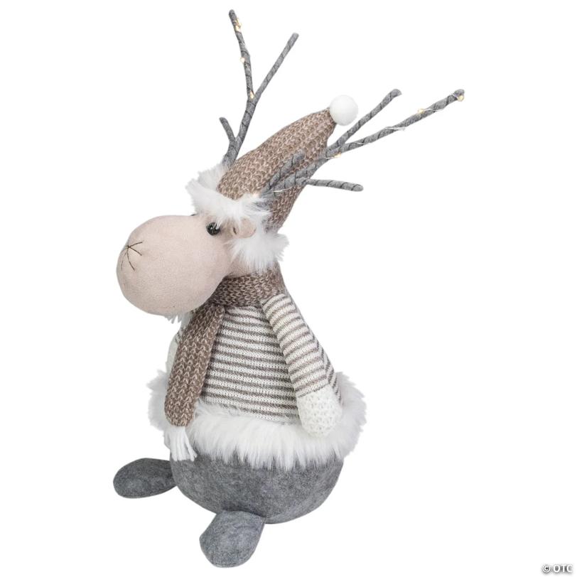 Northlight 18" LED Pre-Lit Brown and Gray Knit Reindeer Christmas Figure