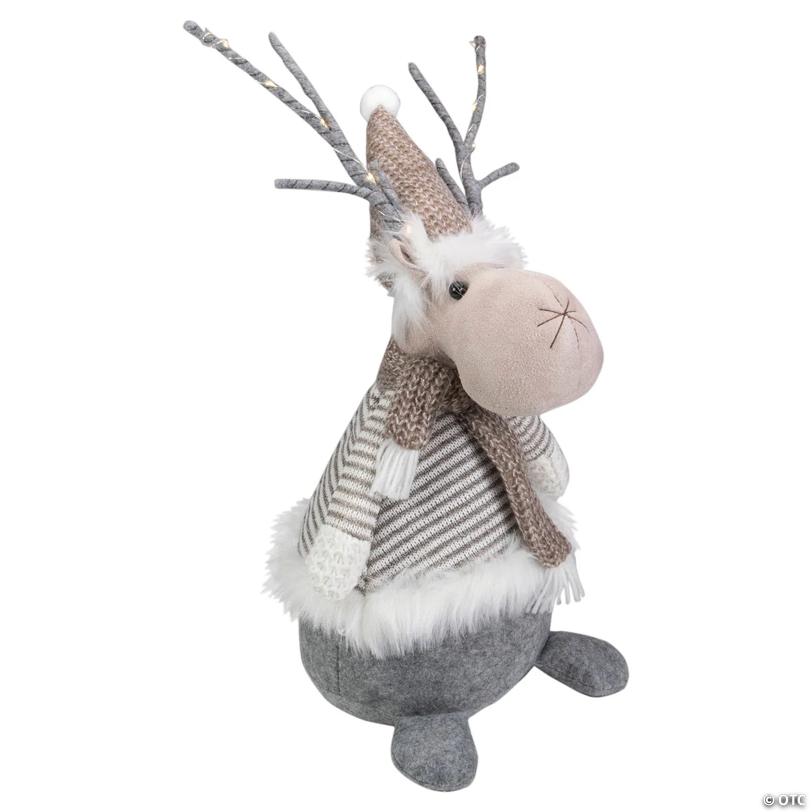 Northlight 18" LED Pre-Lit Brown and Gray Knit Reindeer Christmas Figure