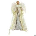 Northlight 18" Lighted White and Gold Angel in a Dress Christmas Tree Topper - Warm White Lights