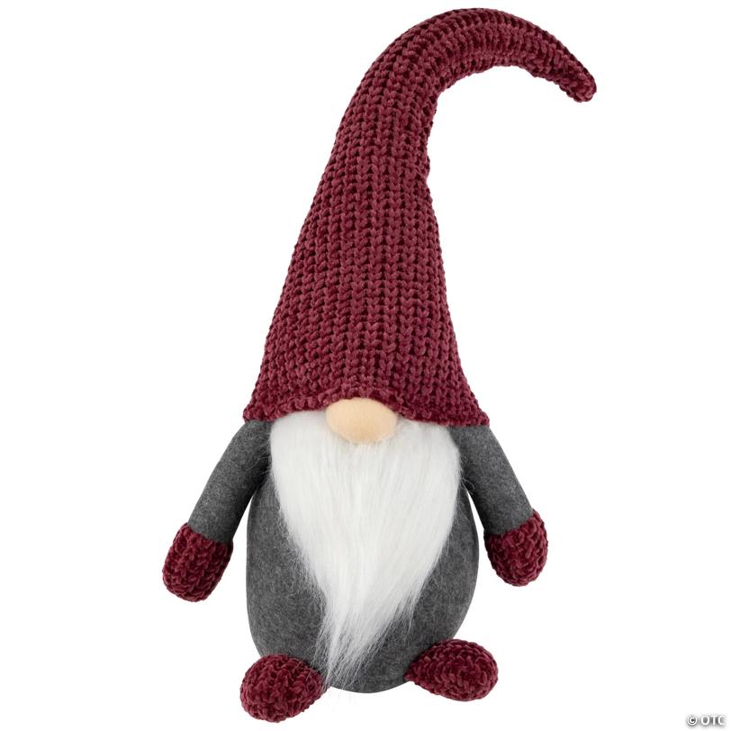 Northlight 18" Pink and Gray Standing Gnome Christmas Tabletop Decoration