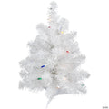 Northlight 18" Pre-Lit Snow White Artificial Christmas Tree  Multi Lights