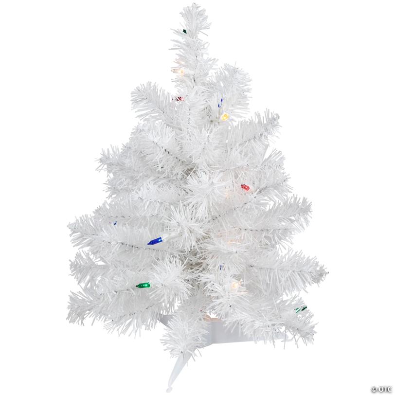 Northlight 18" Pre-Lit Snow White Artificial Christmas Tree  Multi Lights