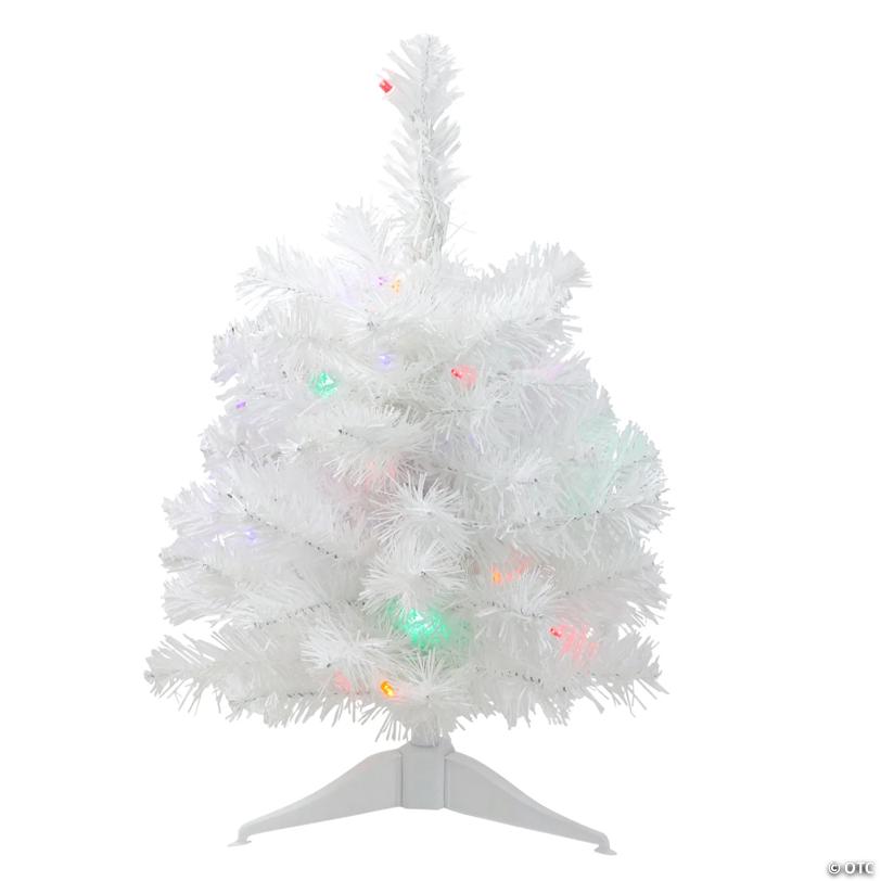 Northlight 18" Pre-Lit Snow White Artificial Christmas Tree - Multicolor Lights