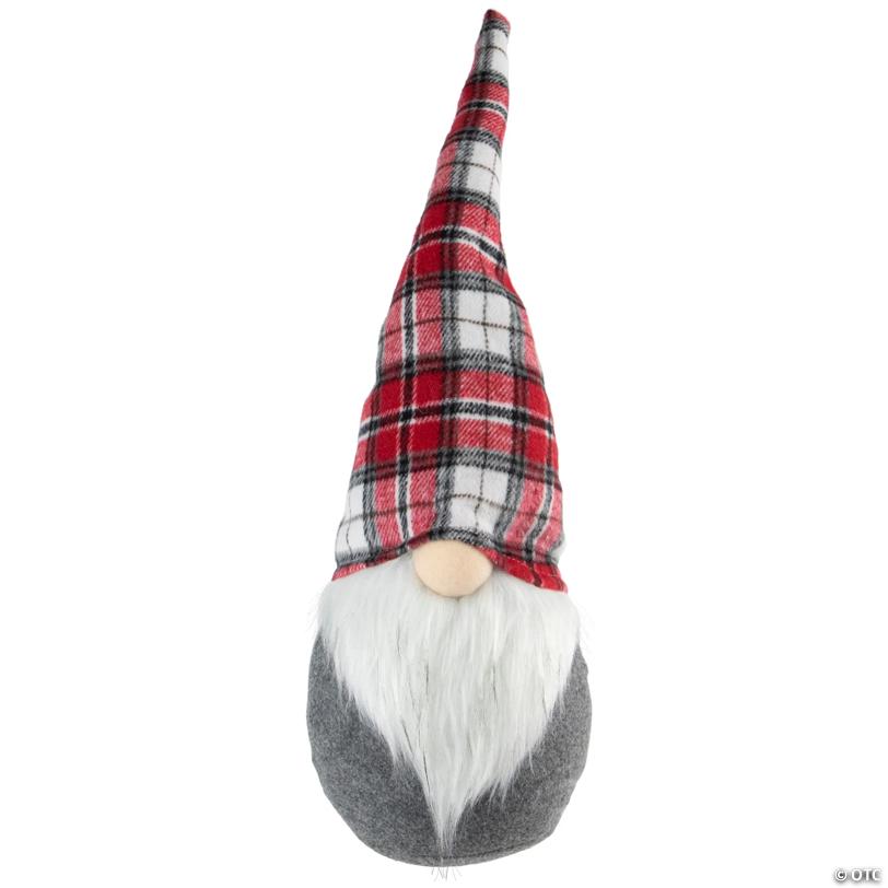 Northlight 19" Gray Plaid Chubby Gnome Christmas Decoration