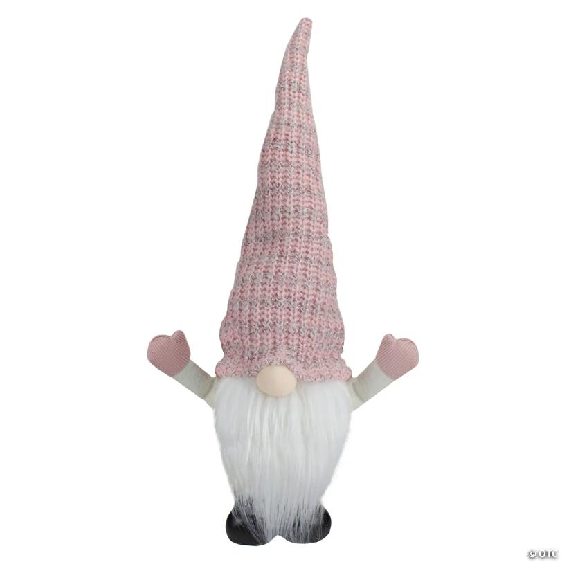 Northlight 19" Pink and White Rattan Christmas Gnome with Warm White LED Lights