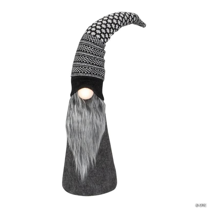 Northlight 20" LED Lighted Black and White Gnome Christmas Figure