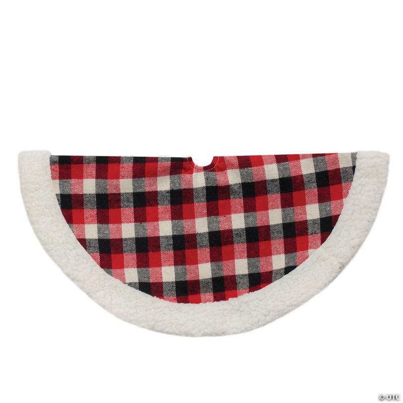 Northlight 20" Plaid Mini Christmas Tree Skirt with Sherpa Trim