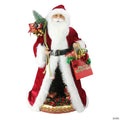 Northlight 20" Red and White Battery Operated Musical Standing Santa Claus with LED Lighted Christmas Scene Figurine
