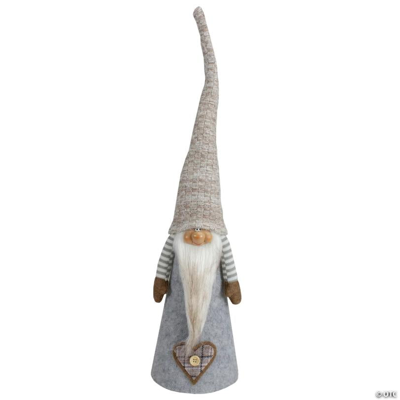Northlight 21" Gray and Beige Cone Boy Christmas Gnome Figure