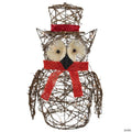 Northlight 21" Lighted Glitter Rattan Owl Christmas Outdoor Decoration