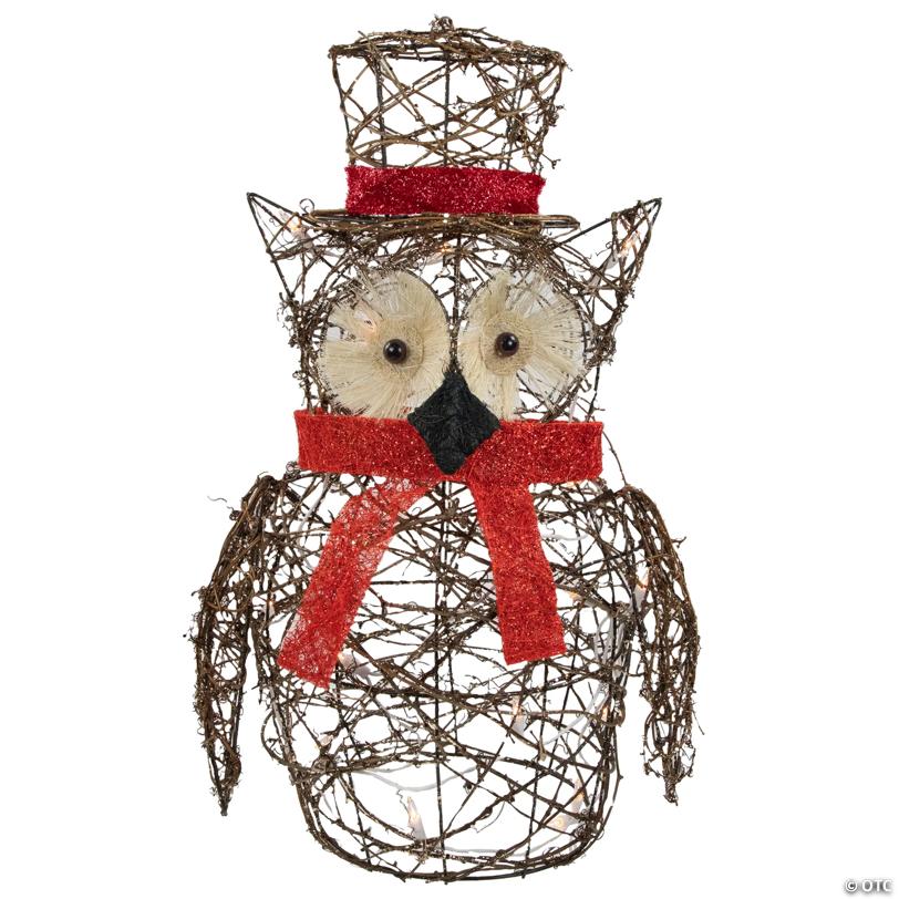 Northlight 21" Lighted Glitter Rattan Owl Christmas Outdoor Decoration