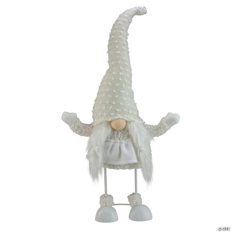 Northlight 24.5" White and Beige Sparkling Serena Christmas Gnome