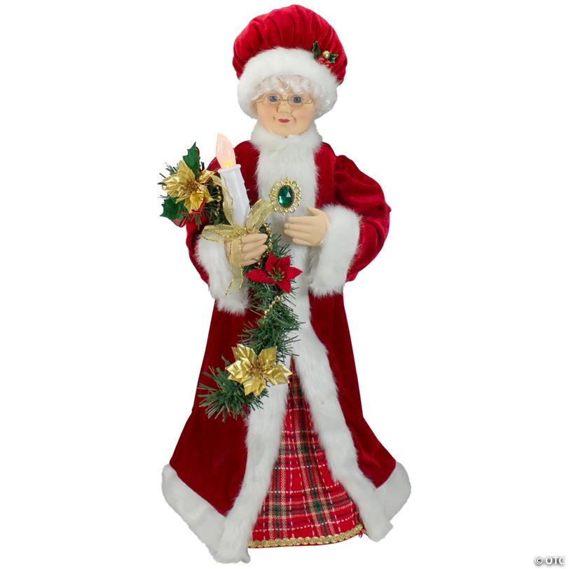 Northlight 24-Inch Animated Mrs. Claus with Lighted Candle Musical Christmas Figure