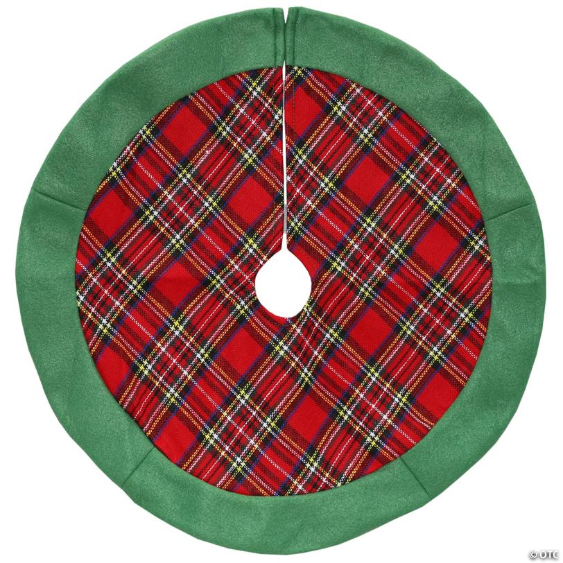 Northlight 24" Green and Red Tartan Christmas Tree Skirt