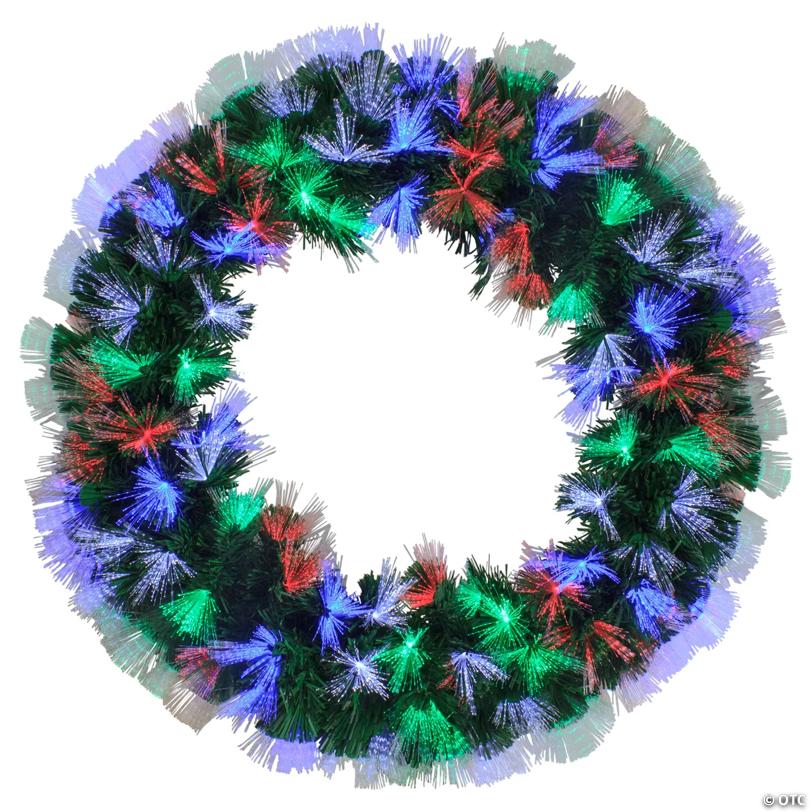 Northlight 24" Multi-Function Coloring Changing Fiber Optic Artificial Pine Christmas Wreath
