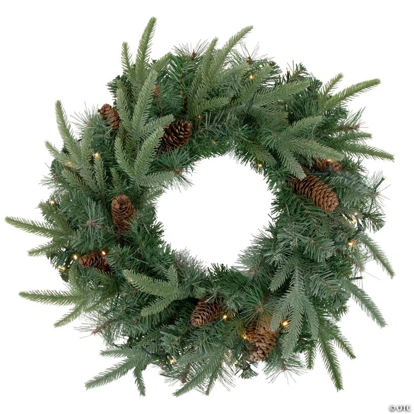 Northlight 24" Pre-Lit Artificial Mixed Pine and Pine Cone Christmas Wreath