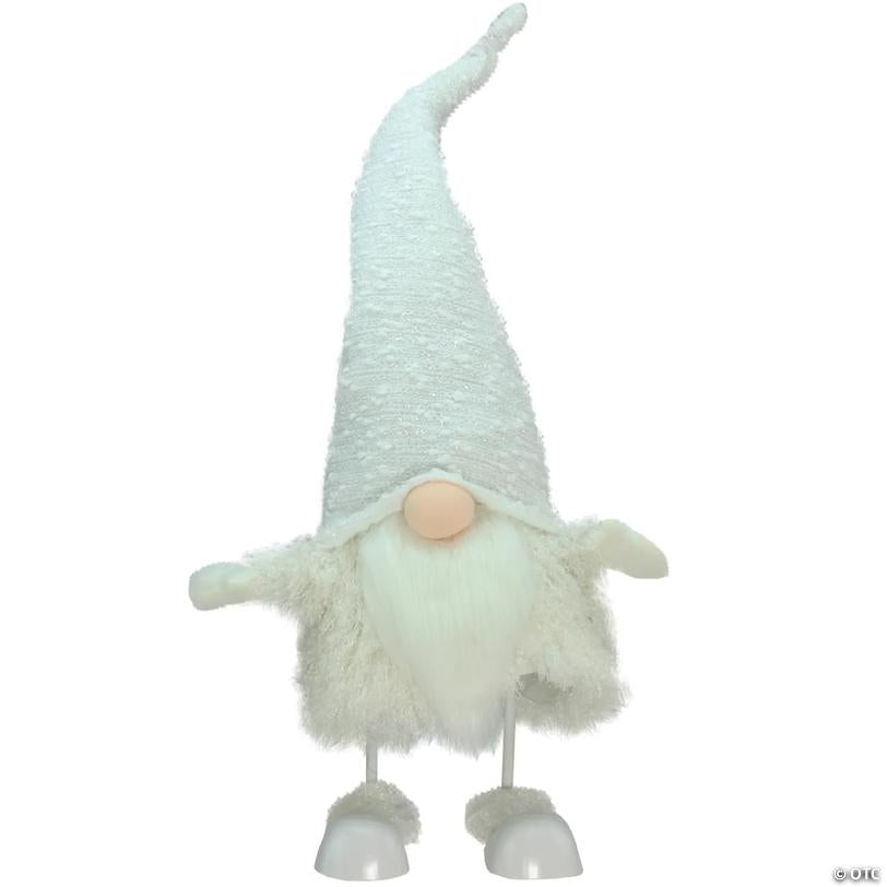 Northlight 24" Pure White Sparkling Saul Bobble Action Christmas Gnome