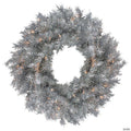Northlight 24" Silver Tinsel Artificial Christmas Wreath  Clear Lights