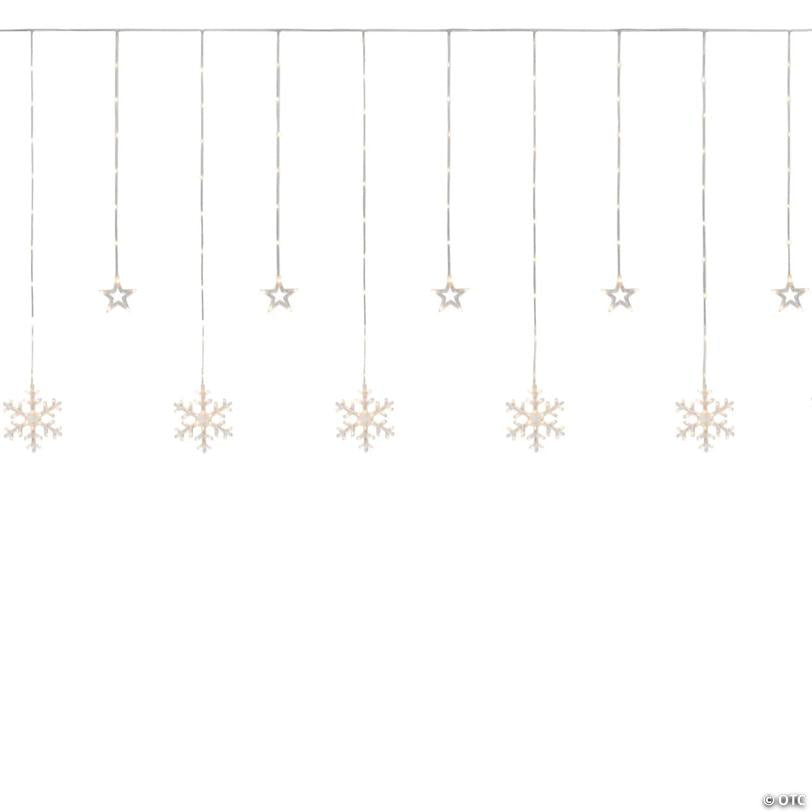 Northlight 250 Clear LED Star and Snowflake Window Curtain Christmas Lights - 15ft Clear Wire