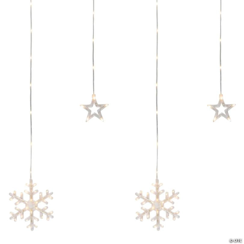 Northlight 250 Clear LED Star and Snowflake Window Curtain Christmas Lights - 15ft Clear Wire