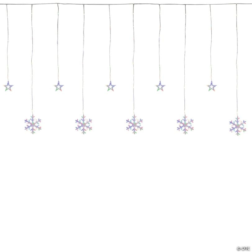 Northlight 250 Multi-Color LED Star and Snowflake Window Curtain Christmas Lights - 16ft Clear Wire