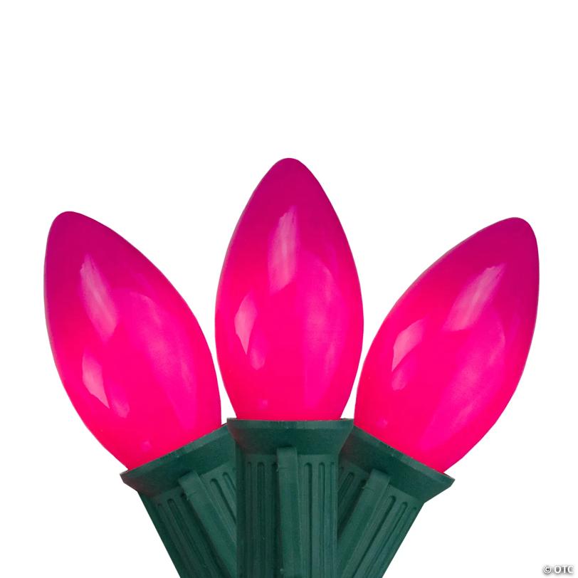 Northlight 25-Count Opaque Fuchsia Pink C9 Mini Christmas Light Set  24ft Green Wire
