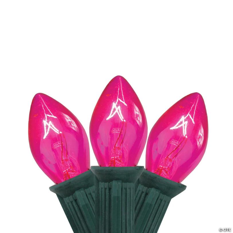Northlight 25-Count Pink C7 Christmas Light Set  24ft Green Wire