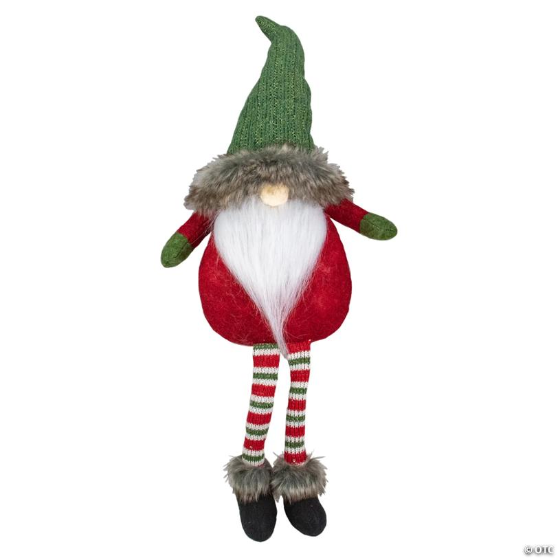 Northlight 25-Inch Plush Red and Green Sitting Tabletop Gnome Christmas Decoration