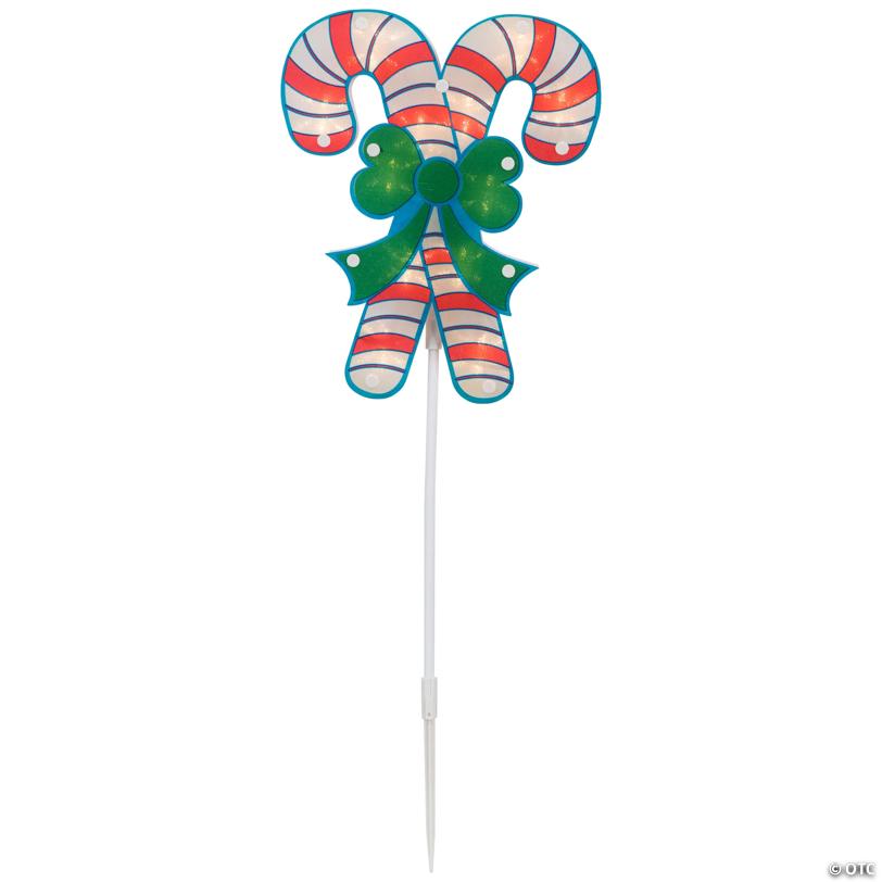 Northlight 25" Pre-Lit Holographic Candy Cane Christmas Pathway Markers, Set of 3