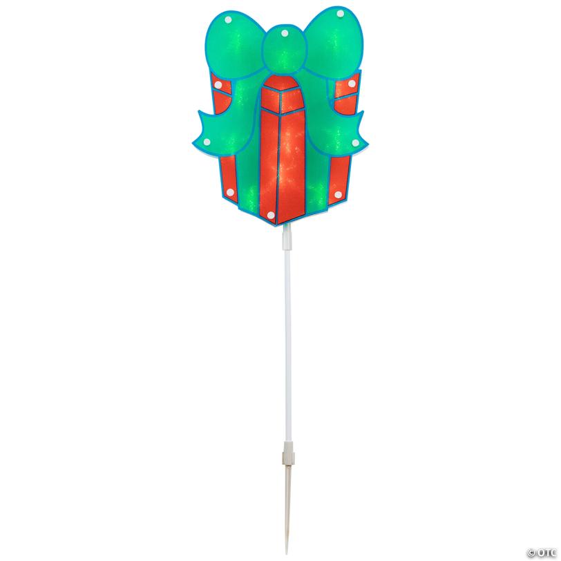 Northlight 25" Pre-Lit Holographic Gift Box Christmas Pathway Markers, Set of 3