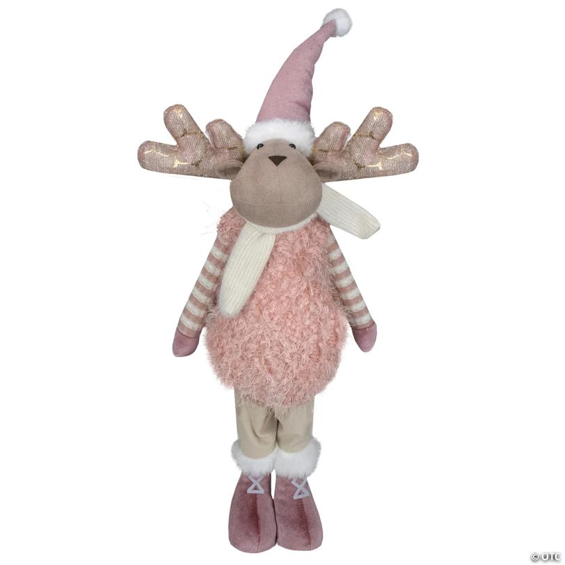 Northlight 26-Inch Pink and Beige Standing Boy Moose Christmas Tabletop Figurine