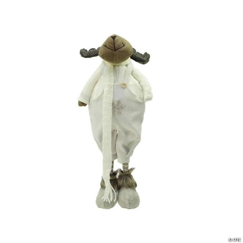 Northlight 26" White and Brown Standing Boy Moose Christmas Tabletop Figure