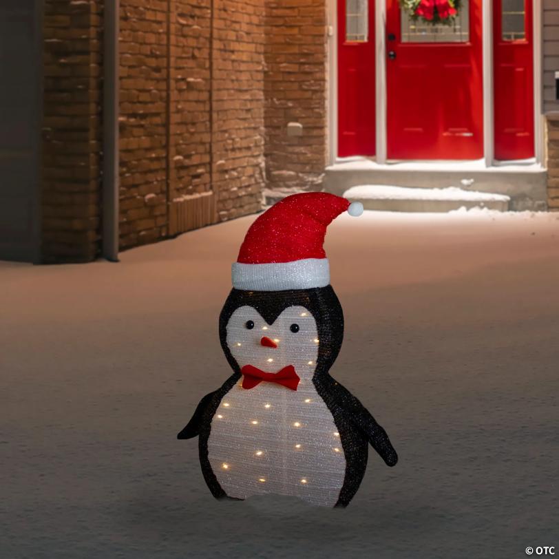 Northlight 2' LED Pre-Lit Tinsel Penguin Outdoor Christmas Decoration