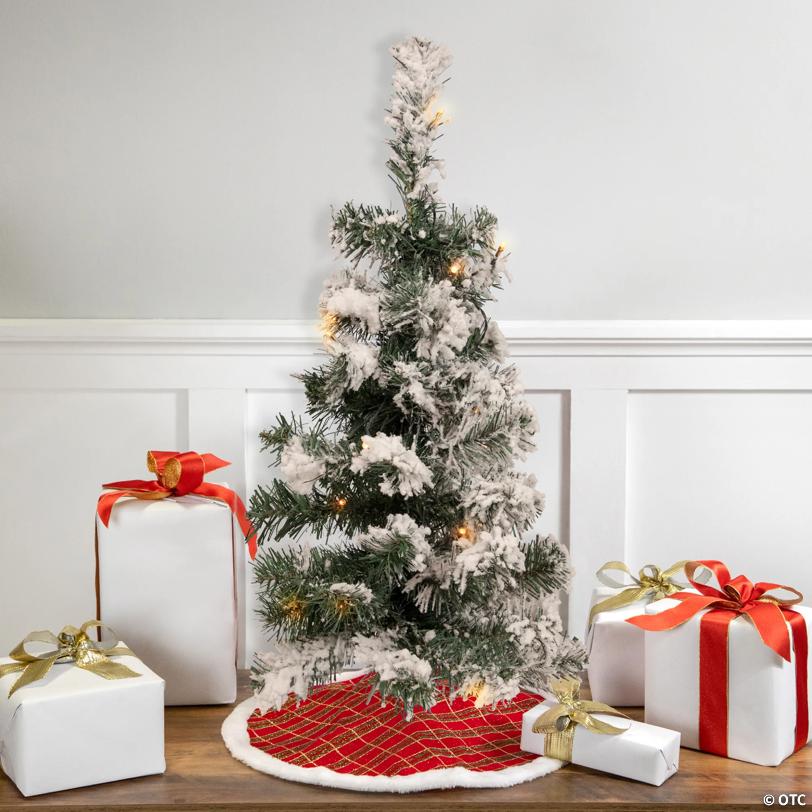Northlight 2' Pre-Lit Medium Flocked Bristol Pine Artificial Christmas Tree - Warm Clear LED Lights