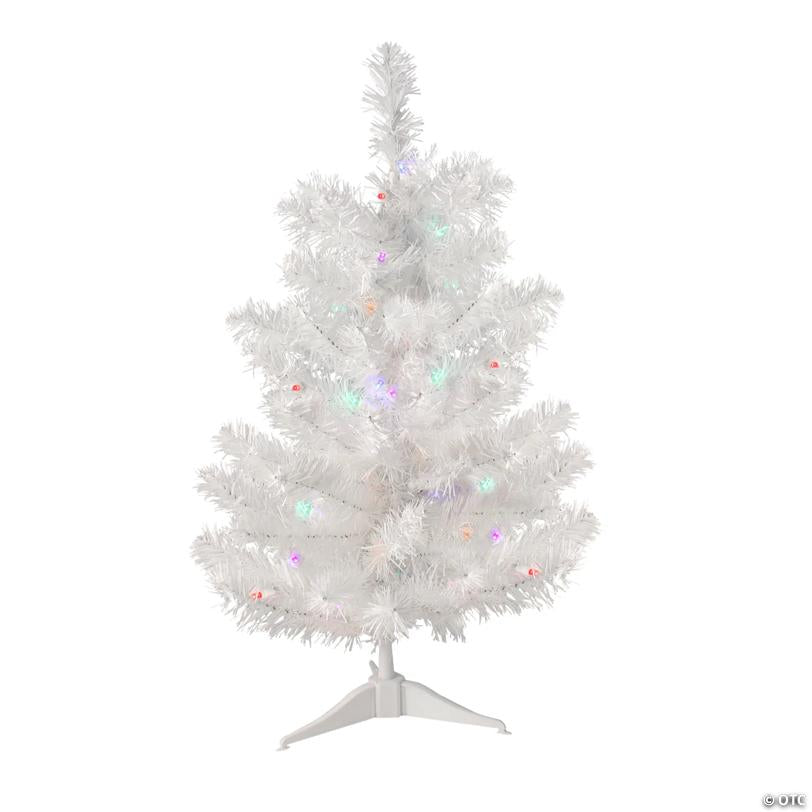 Northlight 2' Pre-Lit Medium Snow White Pine Artificial Christmas Tree - Multicolor LED Lights