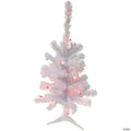 Northlight 2' Pre-Lit Woodbury White Pine Slim Artificial Christmas Tree  Pink Lights