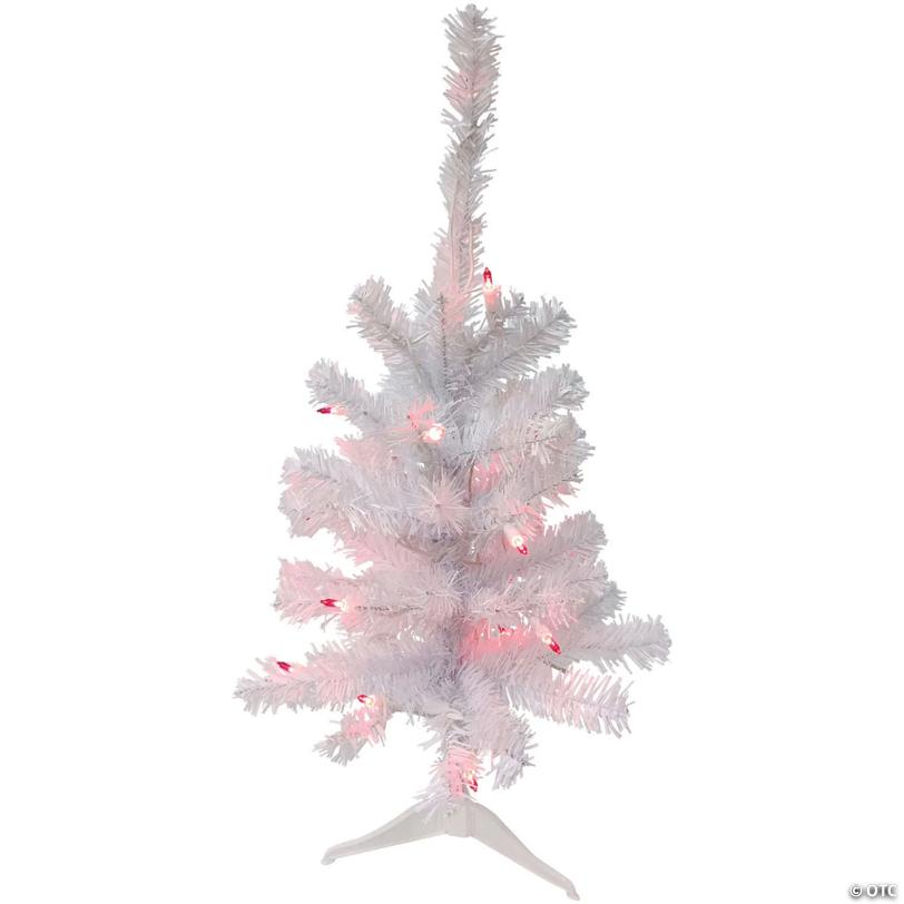 Northlight 2' Pre-Lit Woodbury White Pine Slim Artificial Christmas Tree  Pink Lights