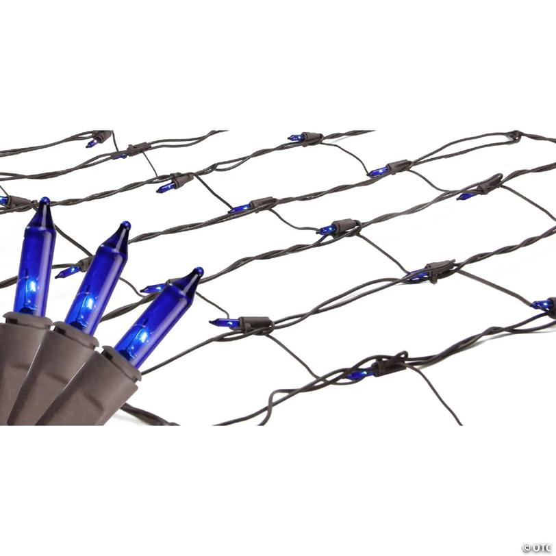 Northlight 2' x 8' Blue Mini Tree Trunk Wrap Christmas Net Lights - Brown Wire