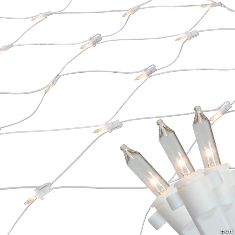 Northlight 2' x 8' Clear Mini Net Style Column Christmas Lights  White Wire