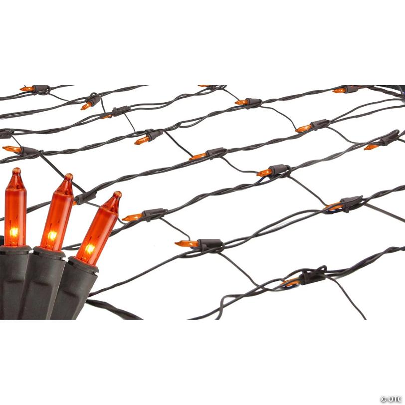 Northlight 2' x 8' Orange Mini Tree Trunk Wrap Christmas Net Lights - Brown Wire
