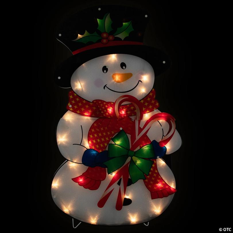 Northlight 30.5" Lighted Snowman with Candy Canes Christmas Outdoor Decoration