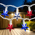 Northlight 30-Count Red and Blue LED Patriotic Star Fourth of July String Light Set  7ft White Wire
