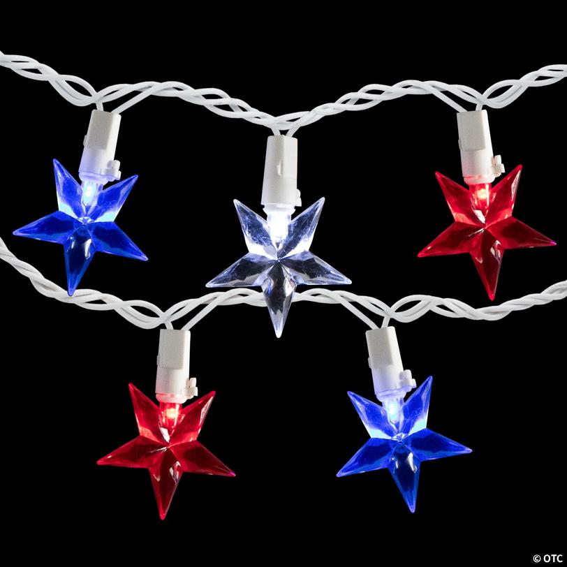 Northlight 30-Count Red and Blue LED Patriotic Star Fourth of July String Light Set  7ft White Wire